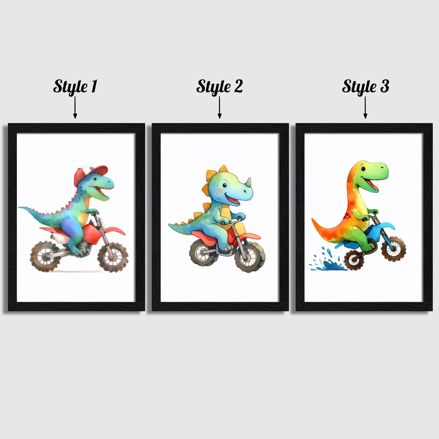 Dinosaur Motorbiker Print Set
