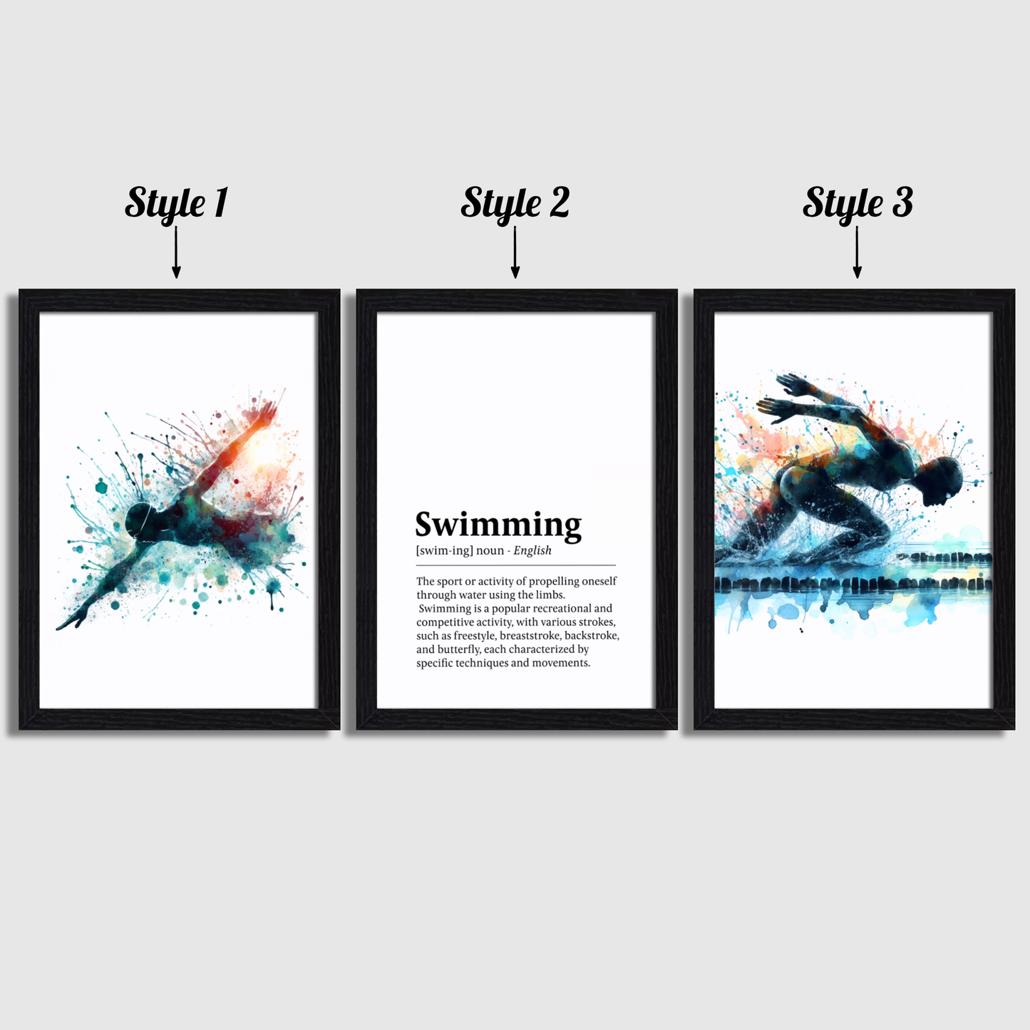 Swimming Definition Print Set