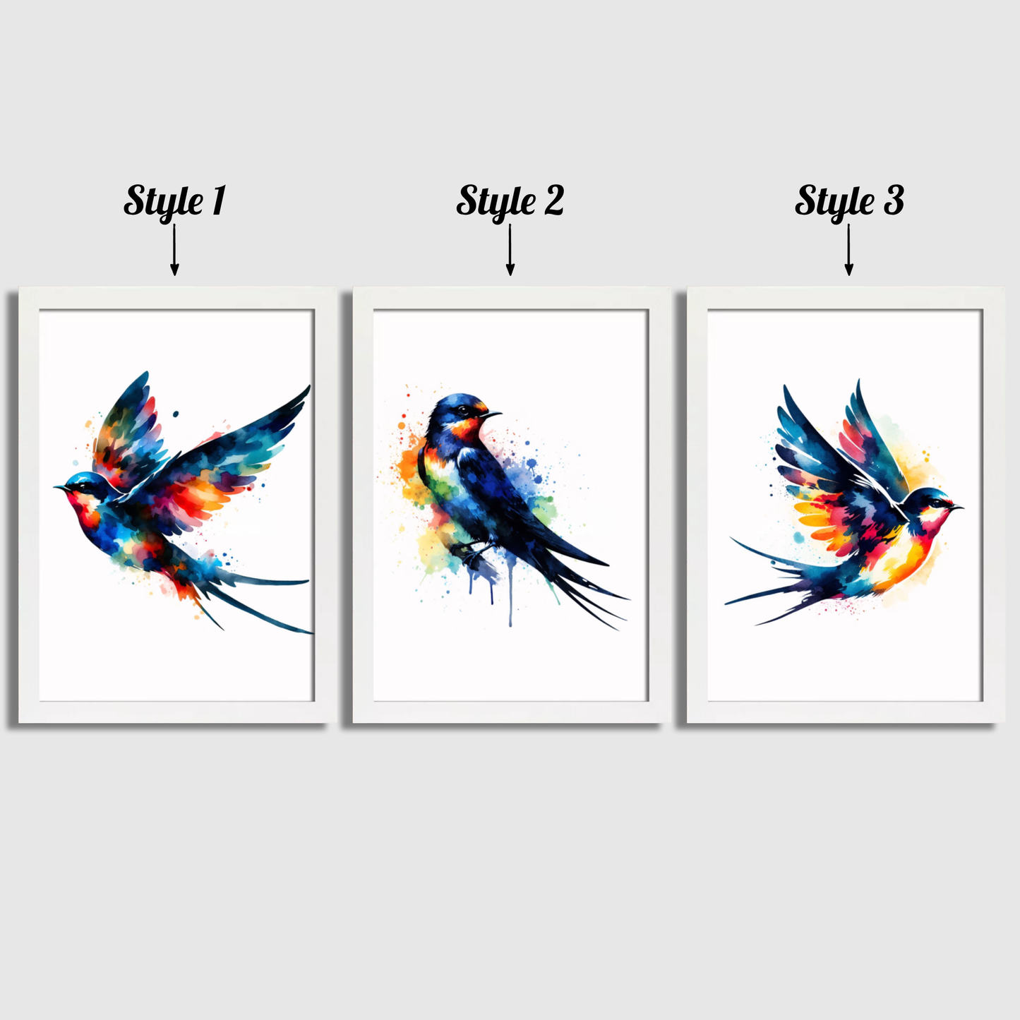 Watercolour Swallow Print Set