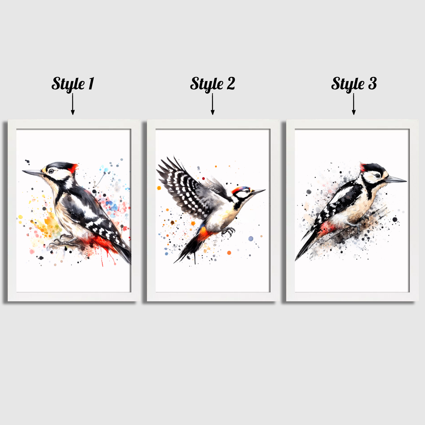 Watercolour Woodpecker Print Set