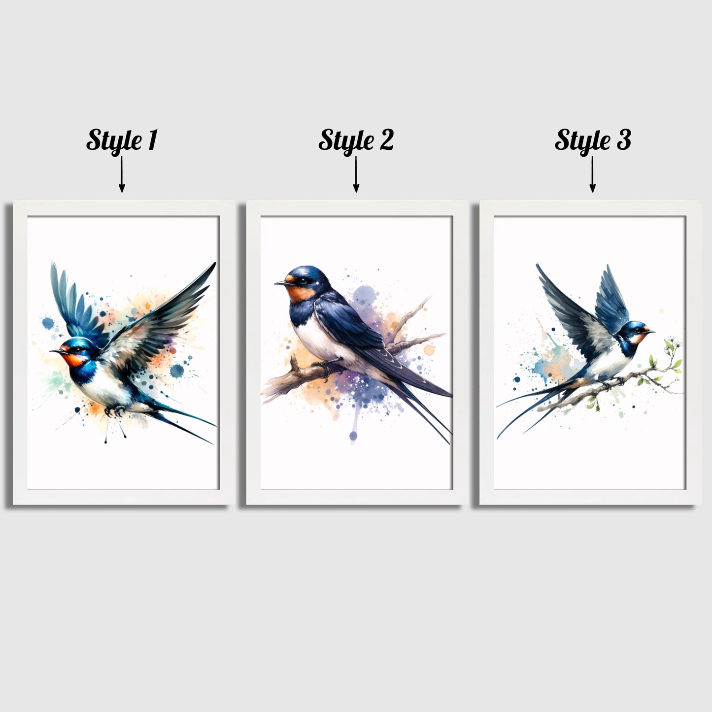 Watercolour Swallow Print Set