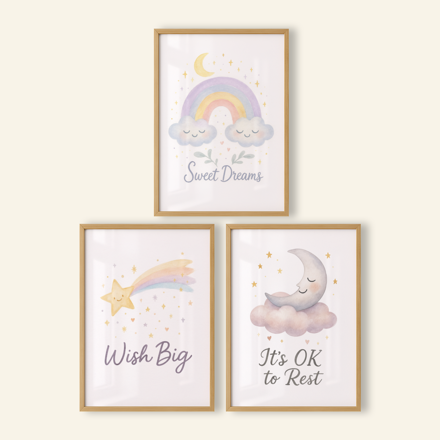 Bedtime Positivity Print Set - Rainbow & Positivity Collection Set of 3