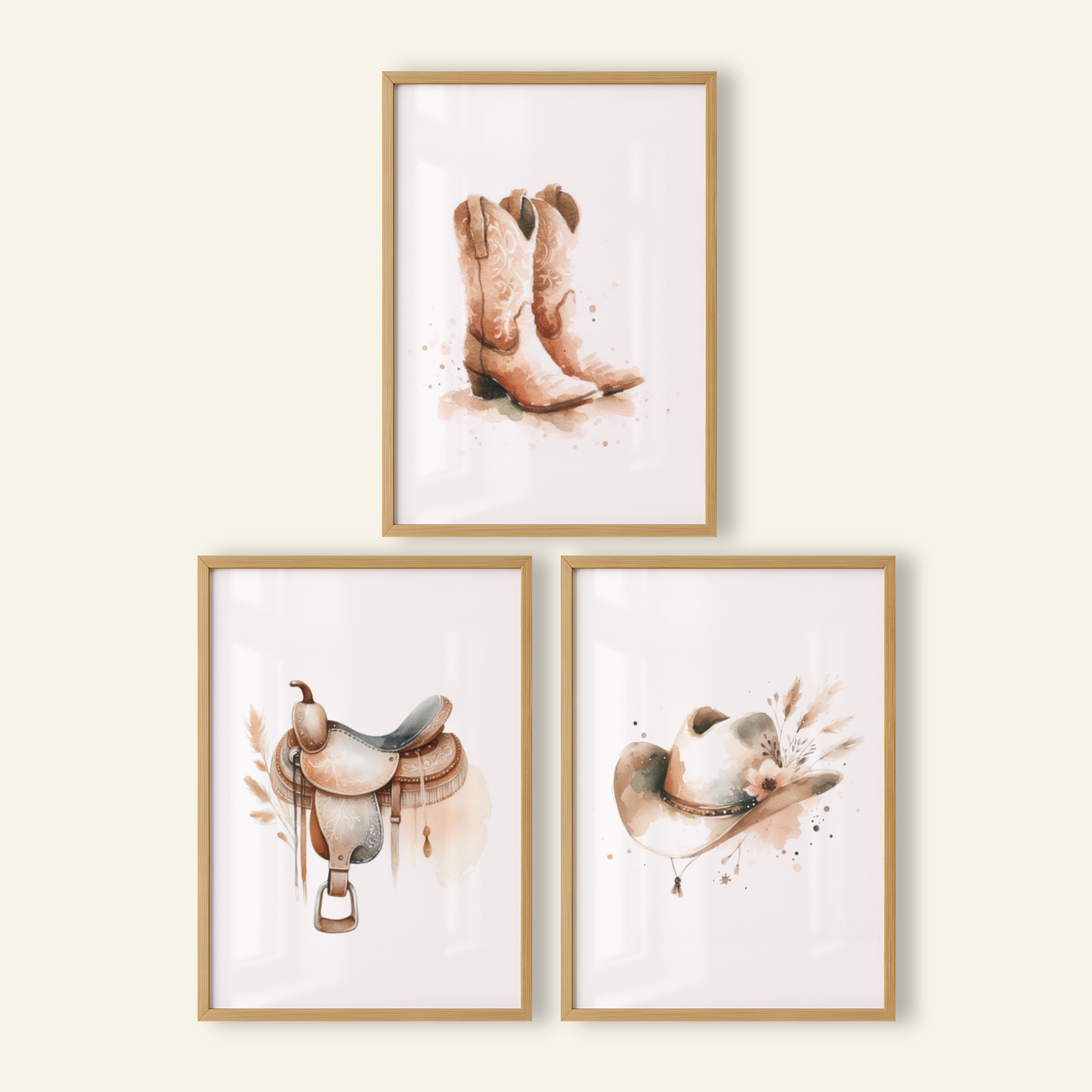Western Saddle Print Set - Horse & Pony Collection Set of 3