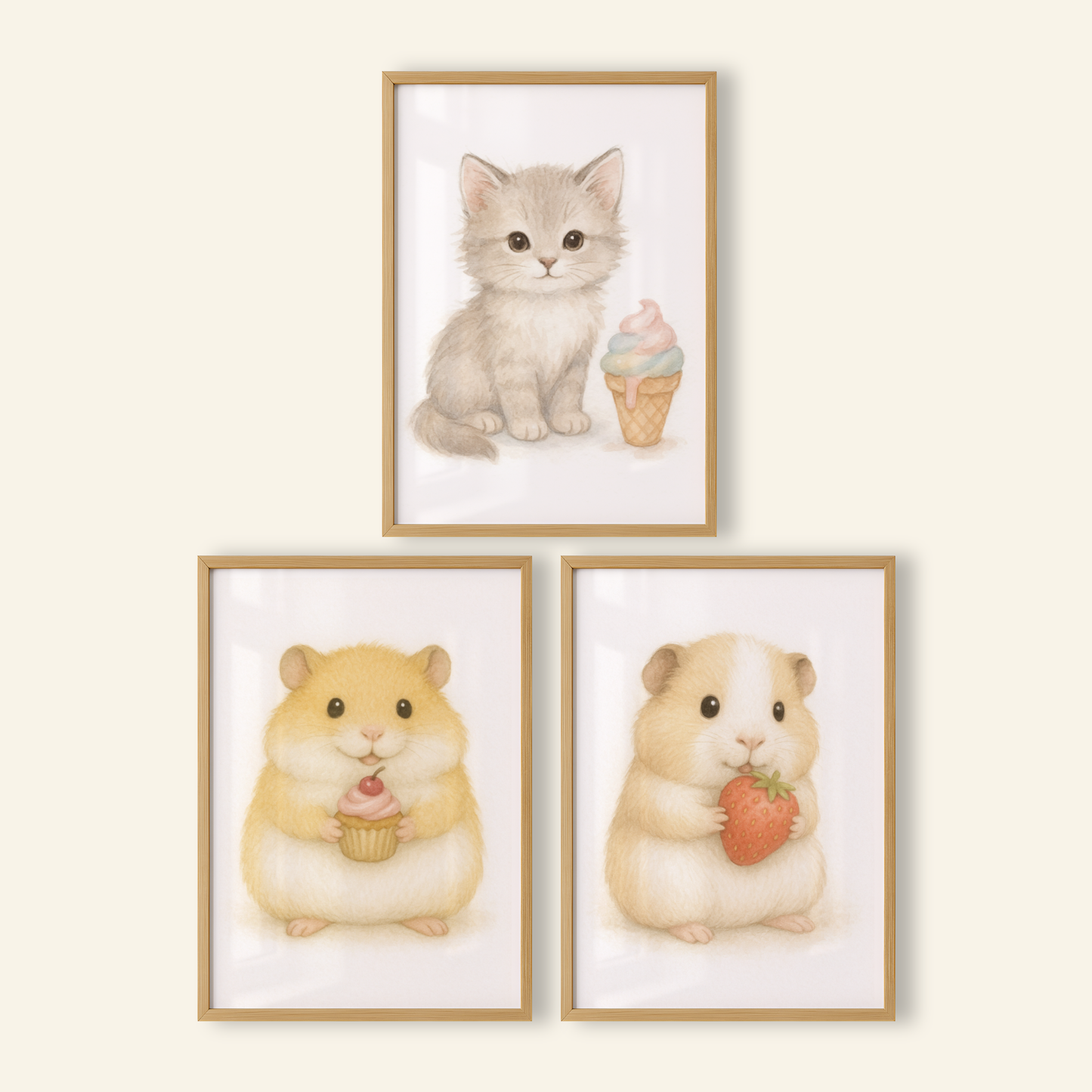 Sweet Treats Print Set - Cute Pets Collection Set of 3