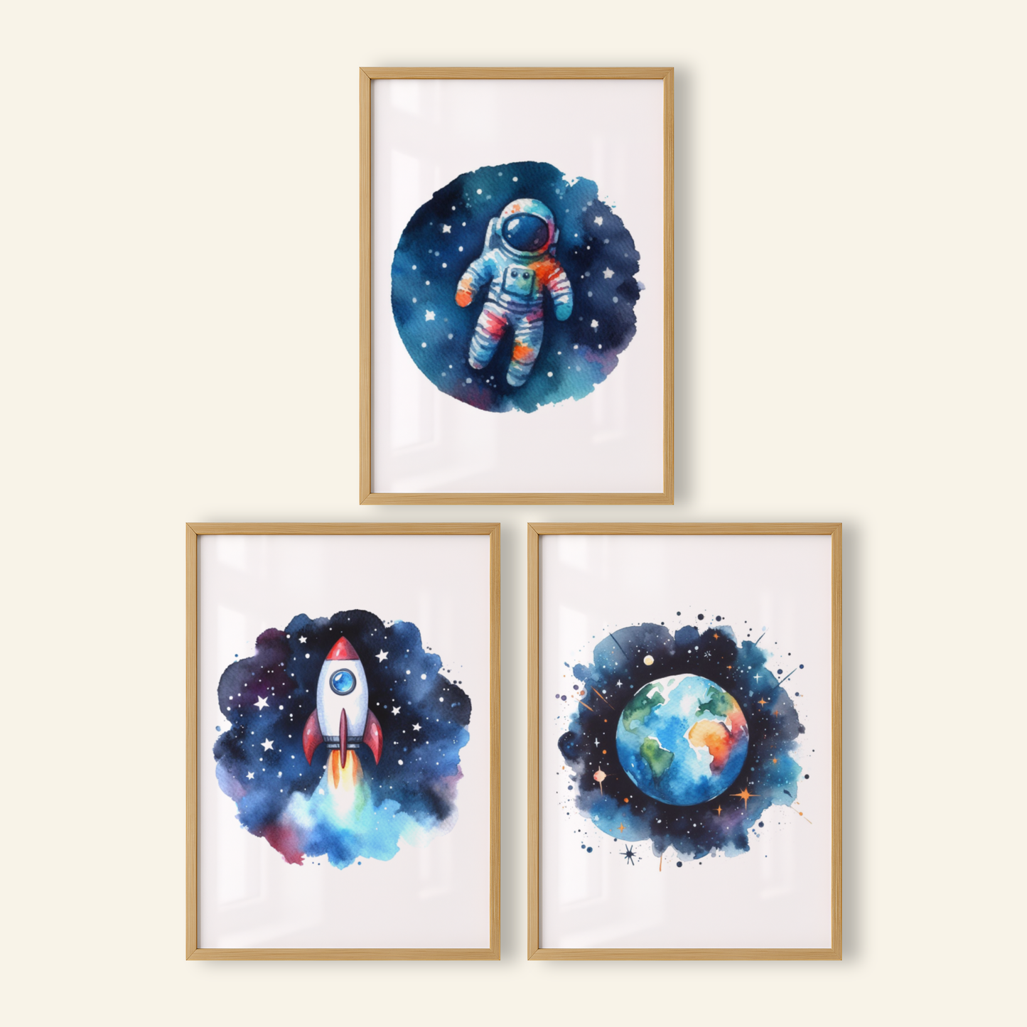 Colourful Space Print Set - Nursery Space Collection Set of 3