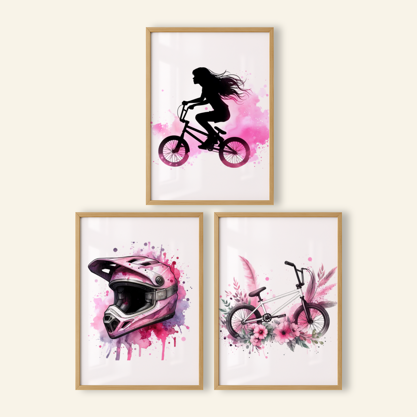 Pink BMX Print Set - Biking & BMX Collection Set of 3