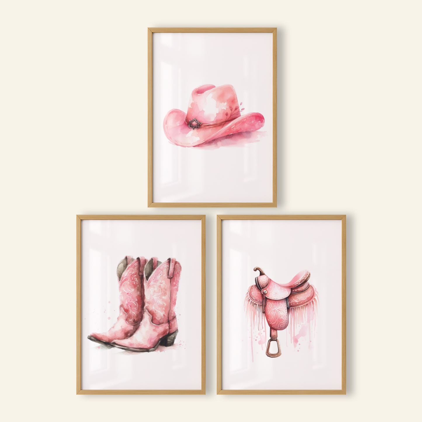 Pink Country & Western Print Set - Horse & Pony Collection Set of 3