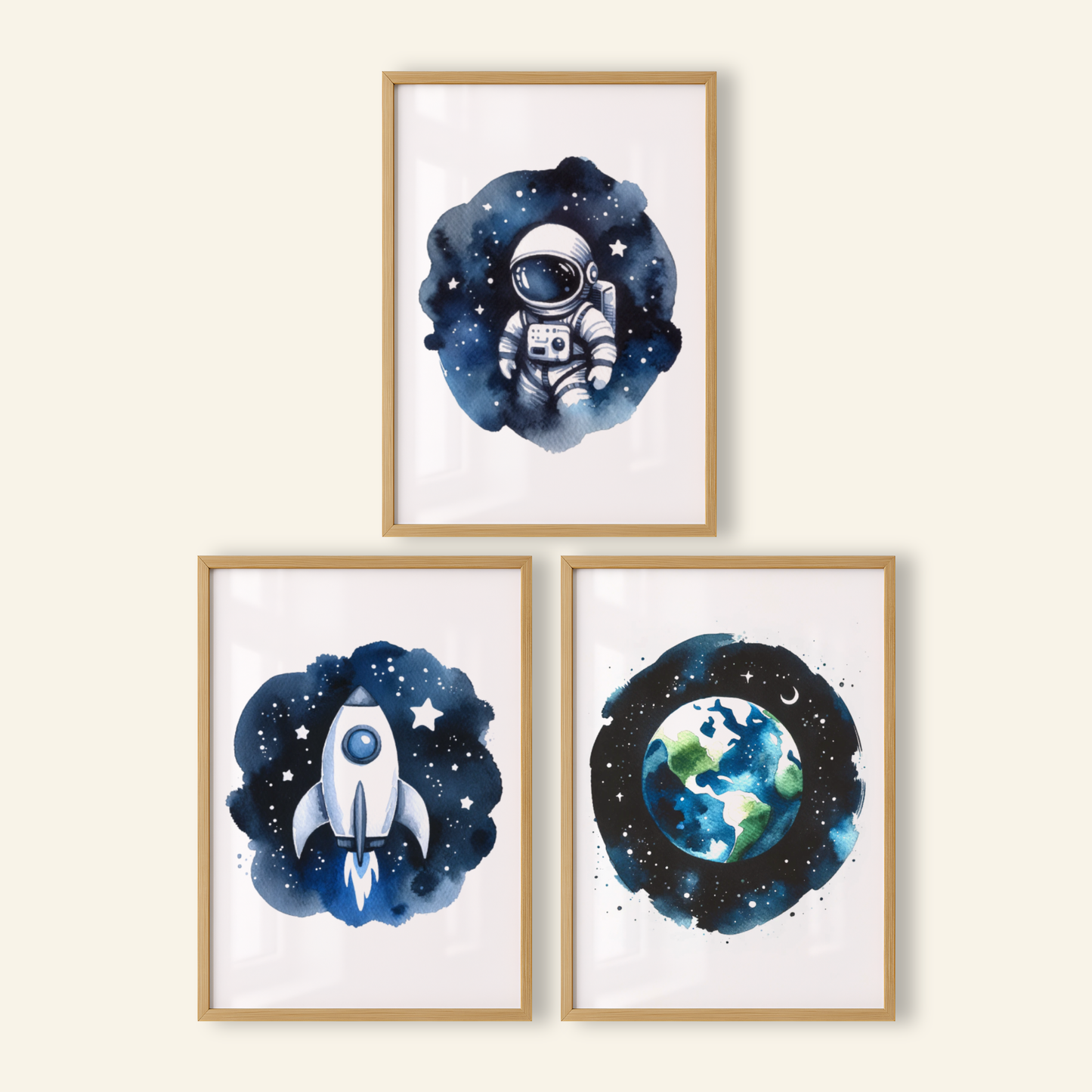 Watercolour Space Print Set - Nursery Space Collection Set of 3