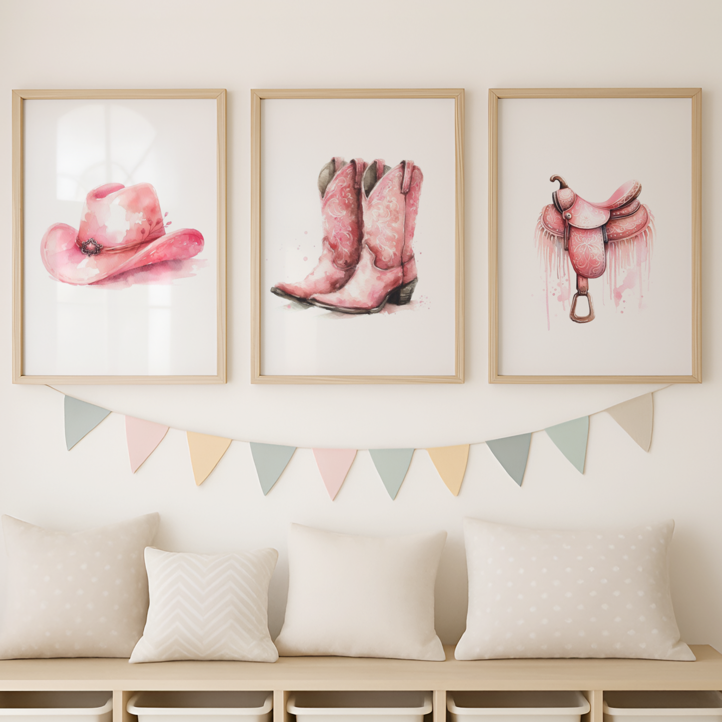 Pink Country & Western Print Set - Horse & Pony Collection Set of 3
