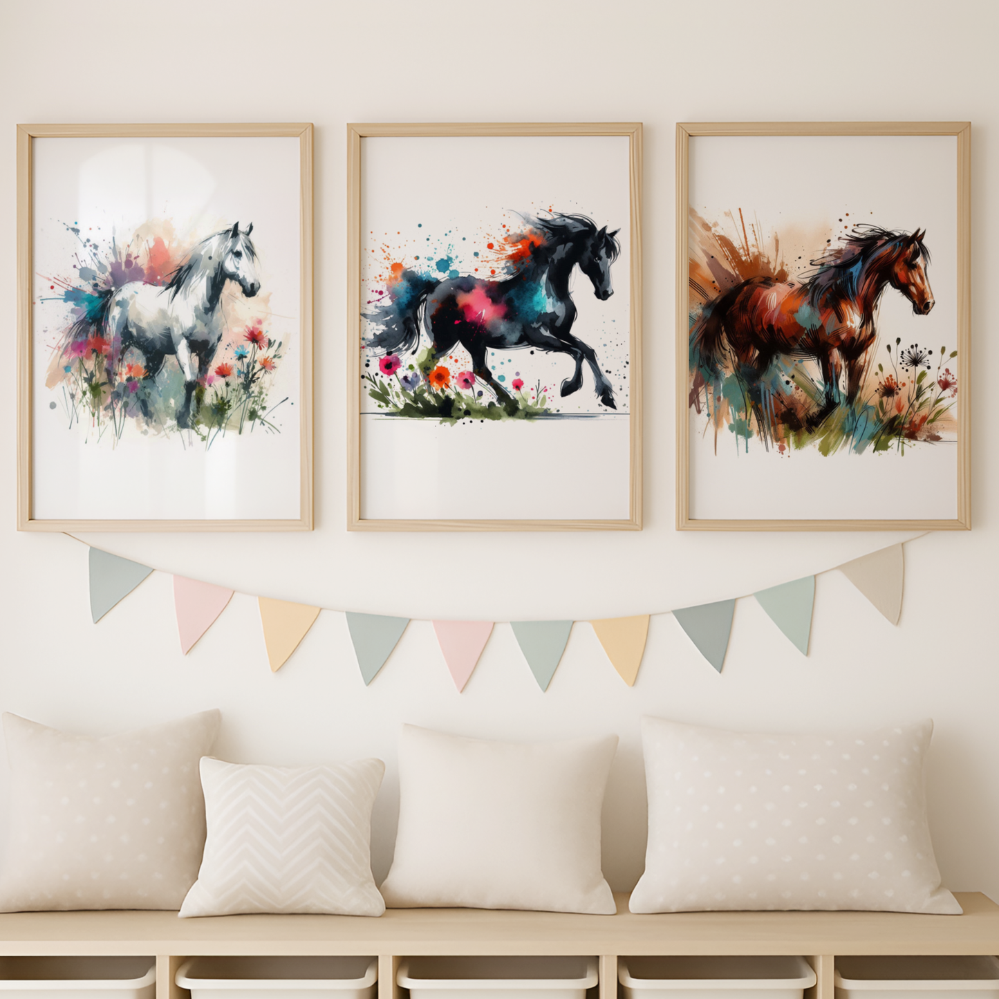 Watercolour Horse Print Set - Horse & Pony Collection Set of 3