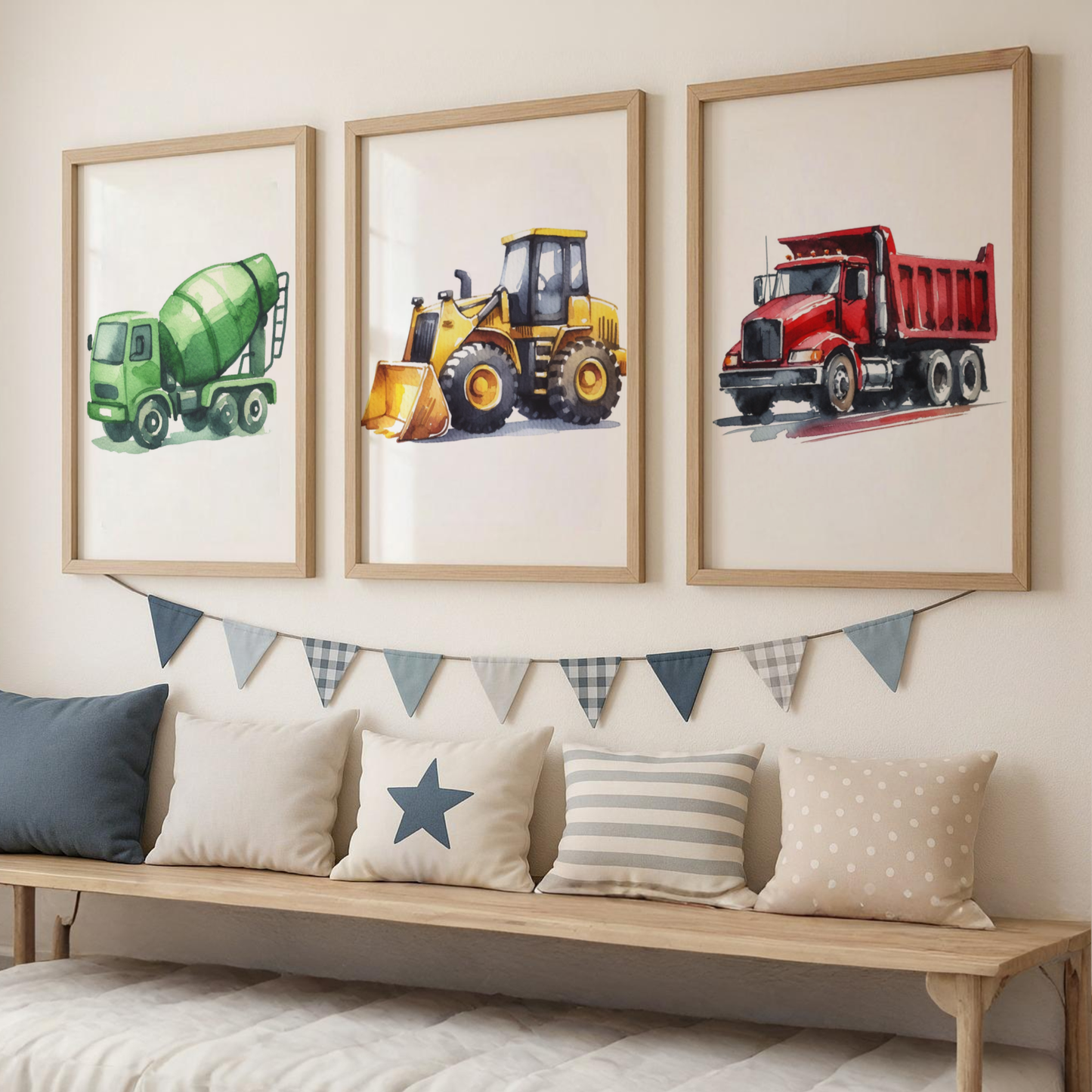 Colourful Construction Print Set - Construction Collection Set of 3