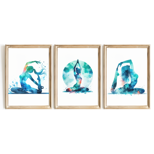 Blue Yoga Studio Print Set