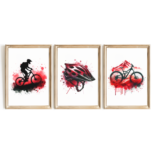 Red Mountain Bike Print Set