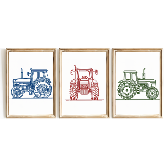 Tractor Line Art Print Set