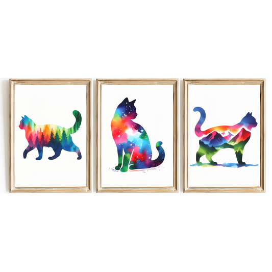 Colourful Cat Print Set
