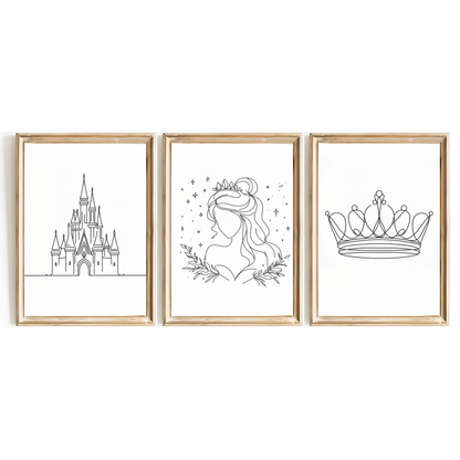 Princess Line Art Print Set