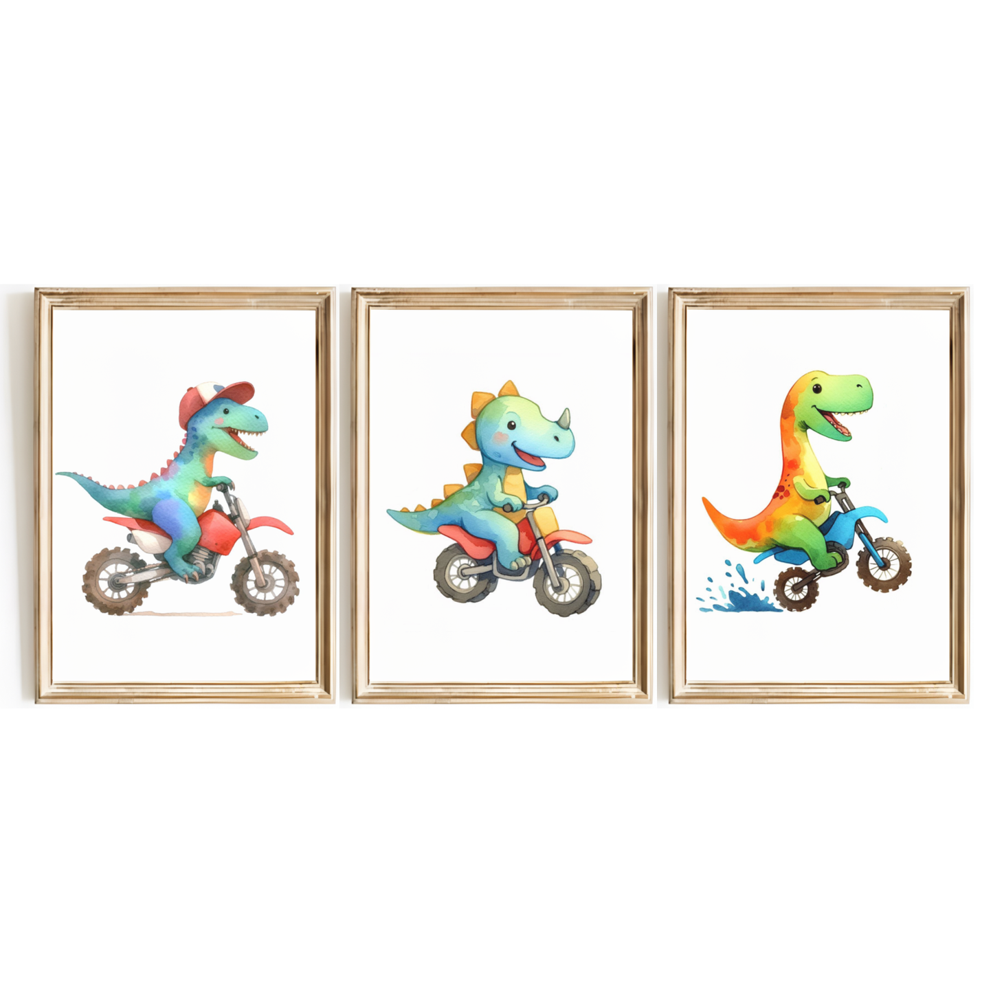 Dinosaur Motorbiker Print Set