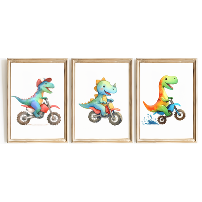 Dinosaur Motorbiker Print Set