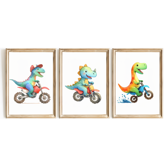 Dinosaur Motorbiker Print Set