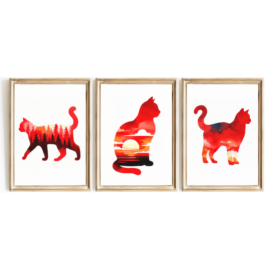 Red Cat Print Set
