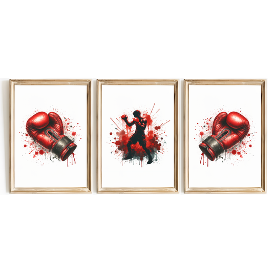Red Boxing Print Set