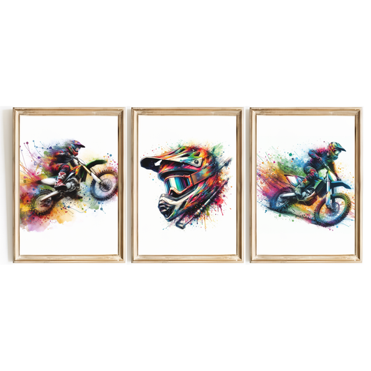 Multicoloured Motocross Print Set