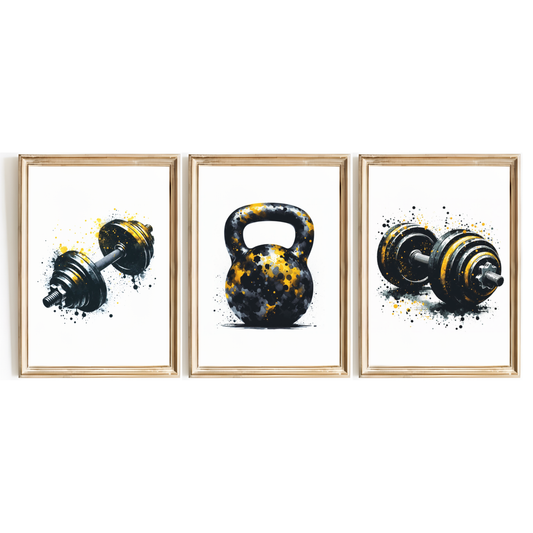 Black & Yellow Gym Print Set