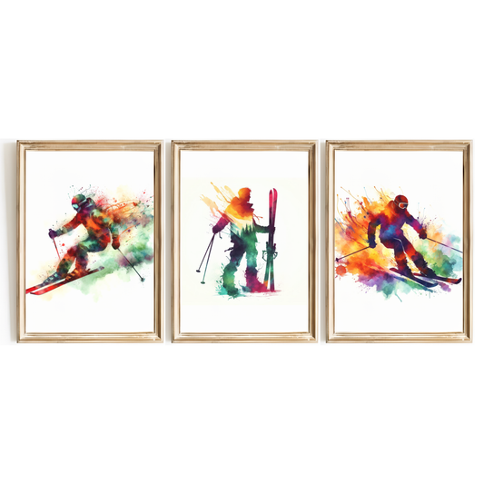 Multicoloured Skiing Print Set