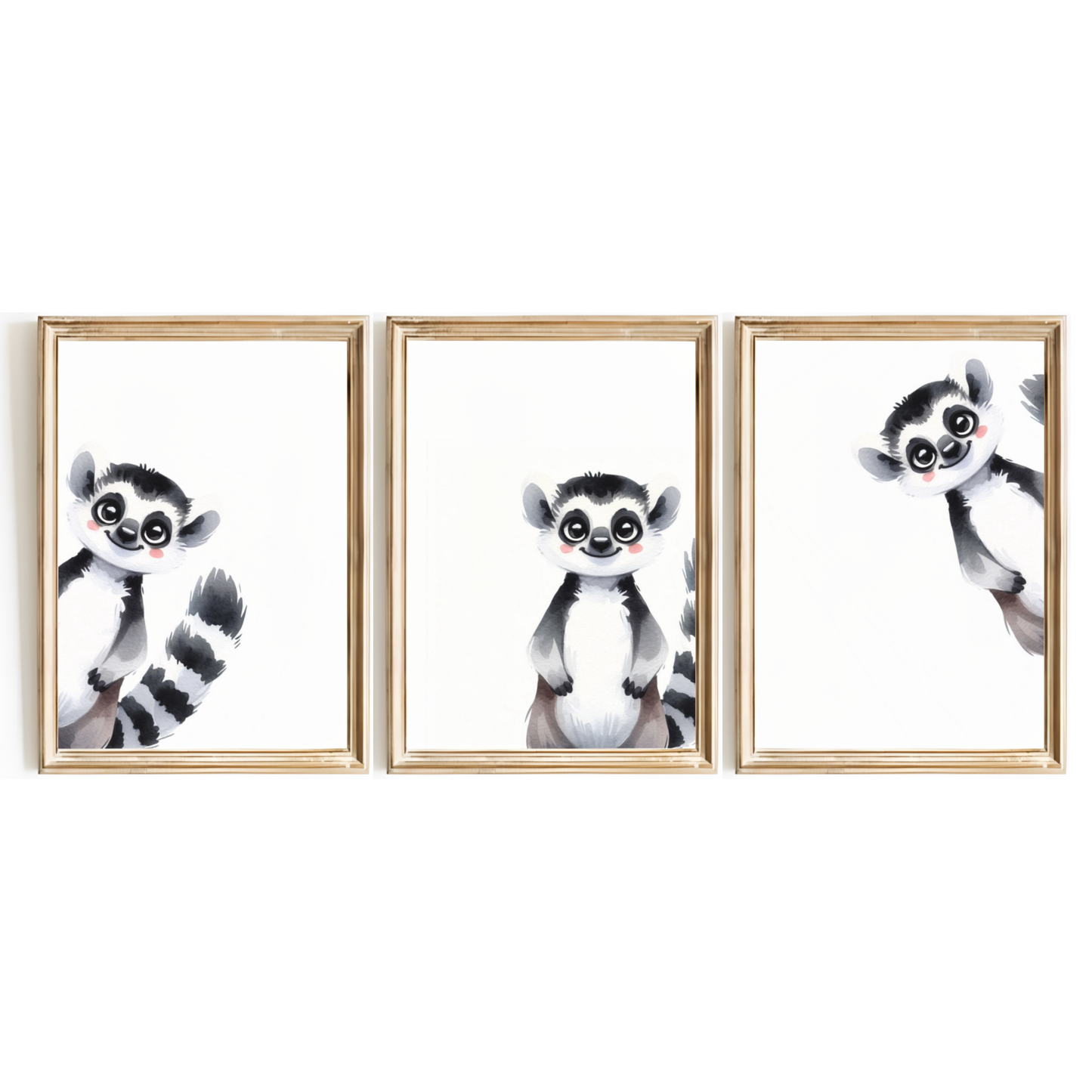 Peeking Lemur Print Set