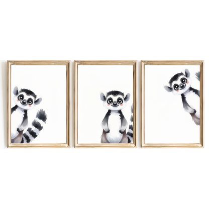Peeking Lemur Print Set