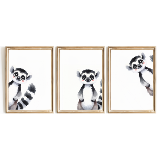 Peeking Lemur Print Set