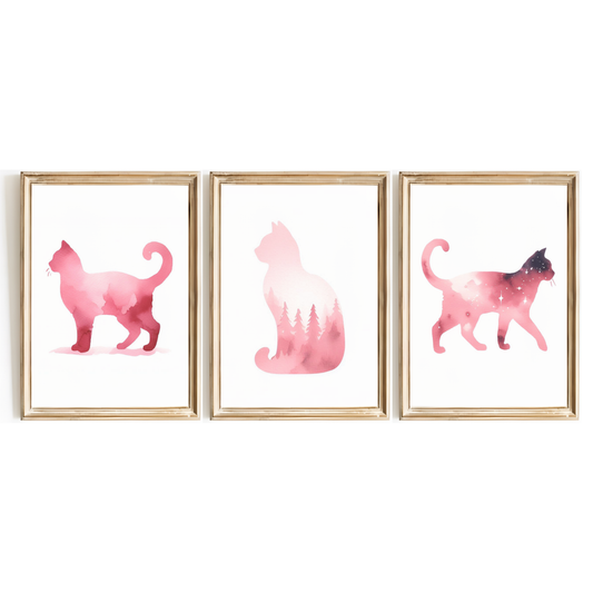 Pink Cat Print Set