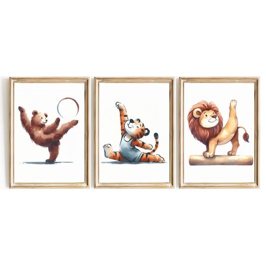 Animal Gymnastics Print Set