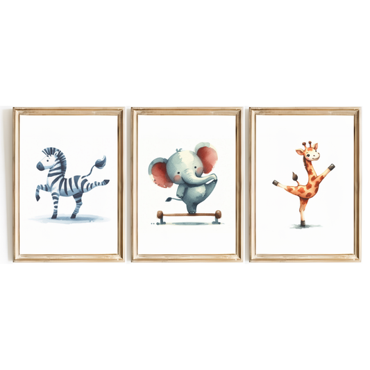 Animal Gymnastics Print Set