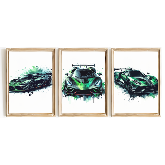 Green Car Print Set
