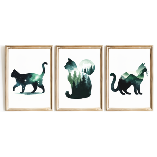 Green Cat Print Set