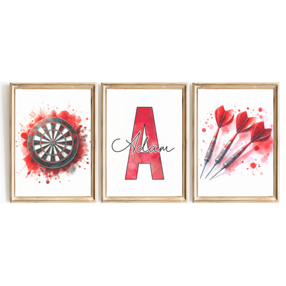 Red Personalised Darts Print Set