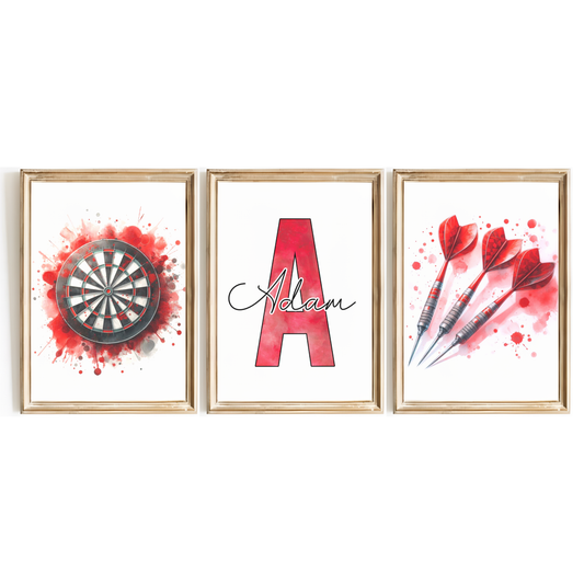Red Personalised Darts Print Set