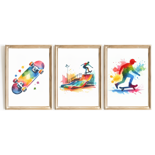 Colourful Skateboard Print Set