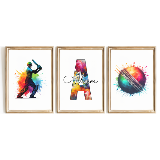 Personalised Cricket Print Set