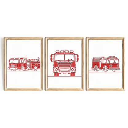 Fire Engine Print Set