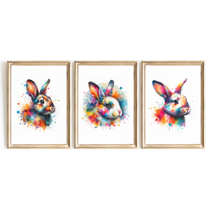 Colourful Rabbit Print Set