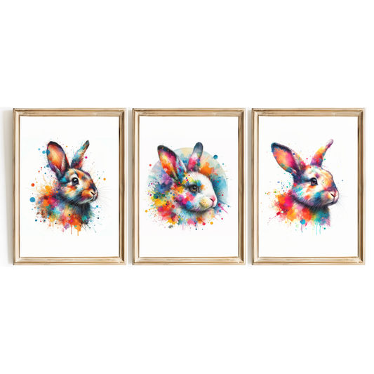 Colourful Rabbit Print Set