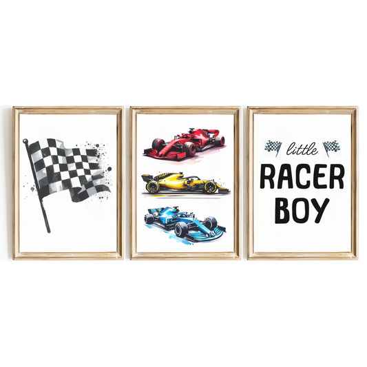 Colourful Racer Boy Print Set