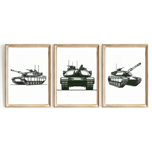 Tank Line Art Print Set