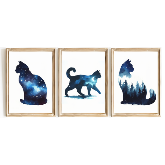 Blue Cat Print Set