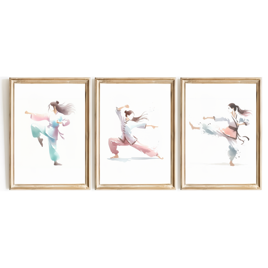 Girls Kung Fu Print Set