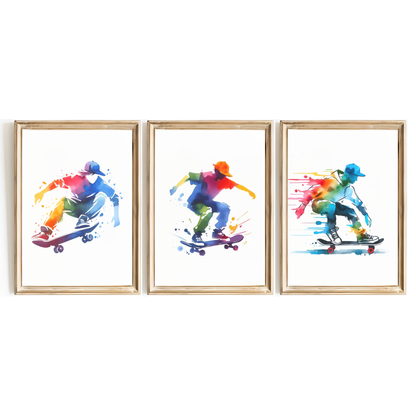 Multicoloured Skateboarding Print Set