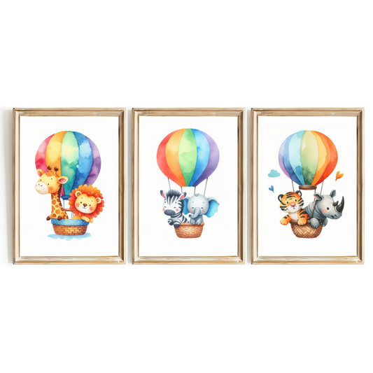 Animal Hot Air Balloon Print Set