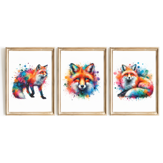 Watercolour Fox Print Set